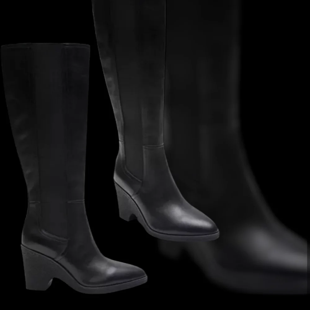 Aerosoles Women's "Memphis" Black Faux Leather Boots - Picture 2 of 8